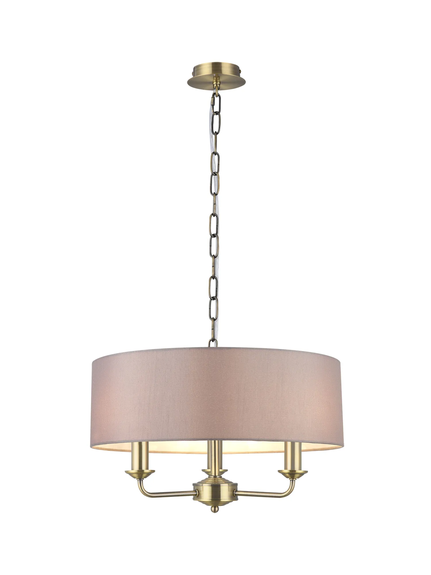 Banyan 45cm 3 Light Pendant Antique Brass; Grey